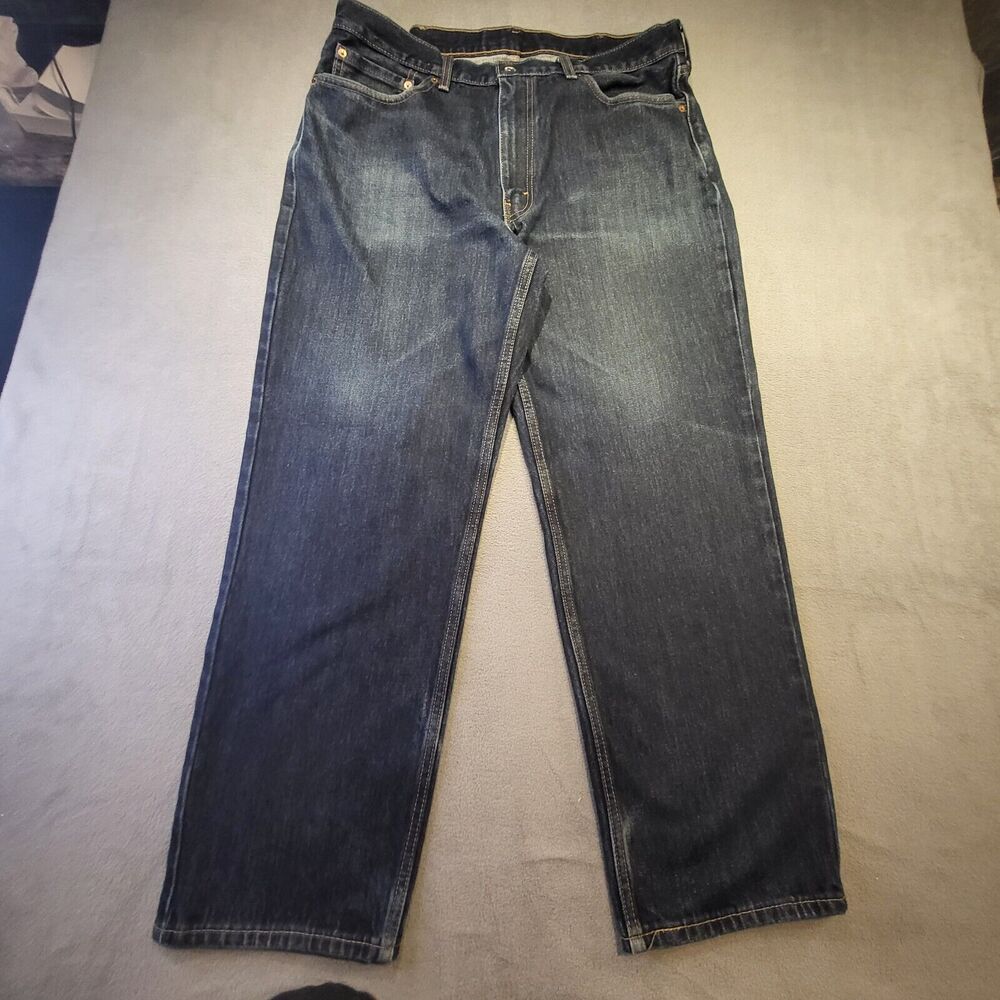 Levi's 550 Jeans Men's 36x30 Straight Leg Blue Dark‎ Wash Denim Distressed